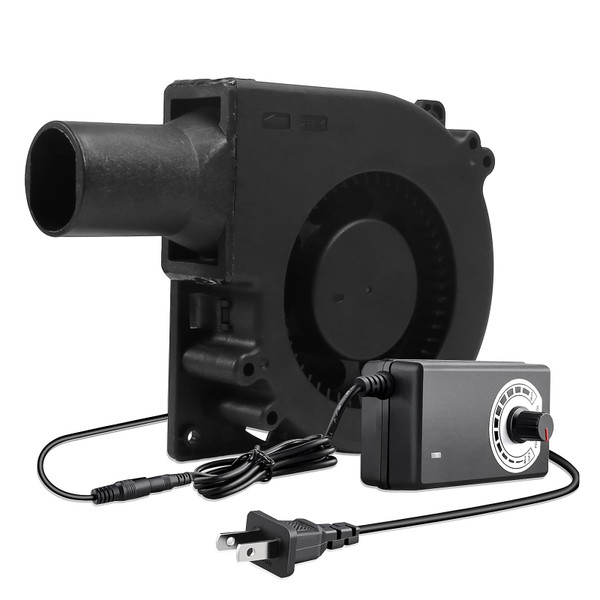 D-FLIFE 120mm x 32mm 12V Dual Ball Air Blower Fan with 110V - 240V AC Plug Variable Speed Controller High Velocity Squirrel for DIY Cooling Projects, BBQ, Drum Smoker (12032 110V-240V)