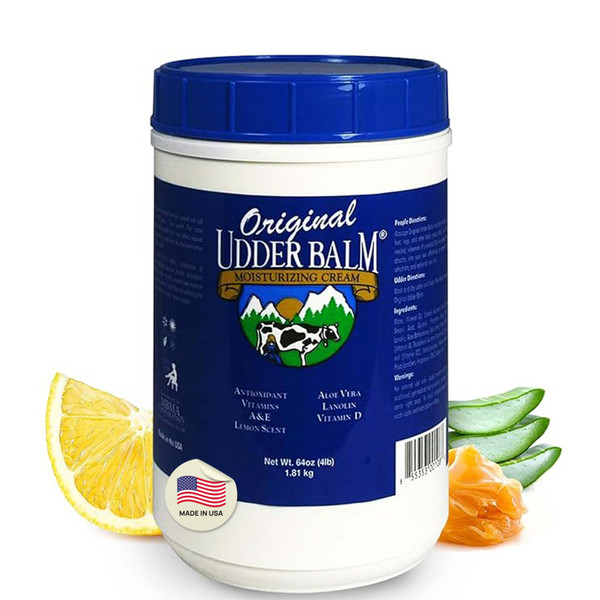 Original Udder Balm Refill Tub - Made in USA - Extra Thick Udder Cream & Hand Balm for Dry Skin, Cracked Heels, Rough Hands – Deep Moisture Heel Cream & Foot Moisturizer with Aloe Vera, 64 Fl Oz