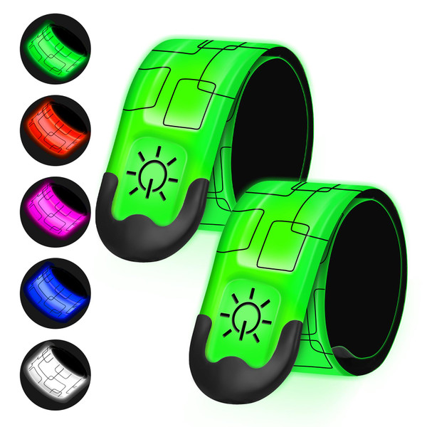 2PCS LED Armband for Running Walking at Night, High Visibility Reflective Running Gear Rechargeable LED Armband Light Up Arm Bands for Men Women Kids Night Cycling Walking Joggers Running Safety Gear