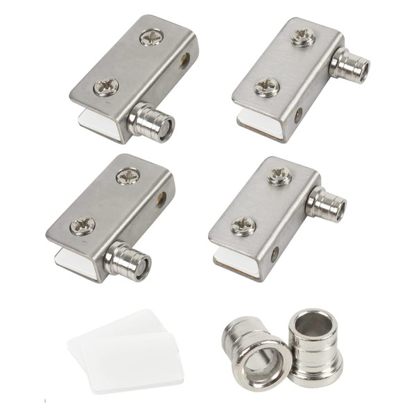 TamBee Glass Door Pivot Hinge Small Shower Door Pivot Hinge - Stainless Steel, Rust Resistant, for Swinging Doors, Medicine Cabinet, Fixing Cabinet Doors (for 4-6mm Thick Glass) (2 Pairs)