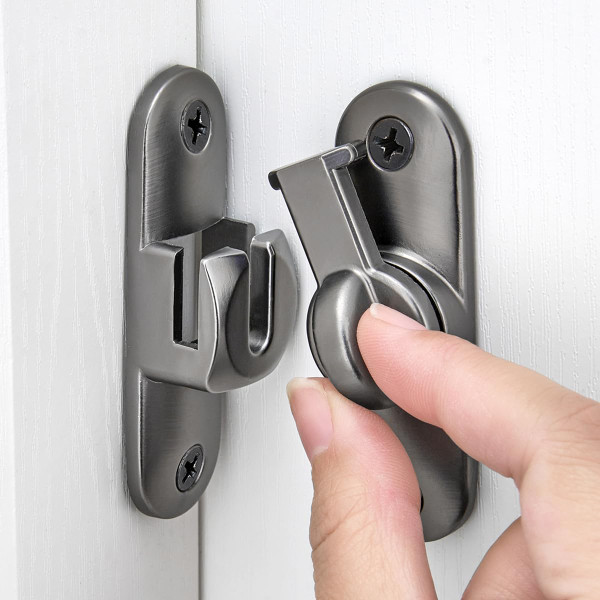 INIRET Barn Door Latches,Grey 90/180 Degree Gate Lock,Flip Gate Latches Hardware,Zinc Alloy Right Angle Door Lock Latch,Door Security Sliding Door Latch Lock fo Cabinets,Bathroom