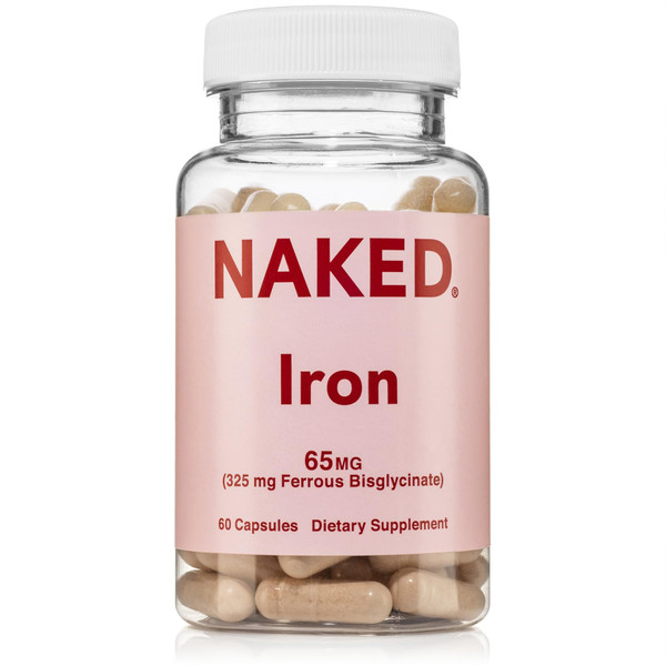 Naked Iron 65mg, 325mg Ferrous Bisglycinate - High Potency Iron Supplement for Iron Deficiency, Cellular Energy Support, Promotes Healthy Red Blood Cell Production, Non-GMO, Gluten-Free, 60 Capsules Naked Iron 65mg, 325mg Ferrous Bisglycinate - High Potency Iron Supplement for Iron Deficiency, Cellular Energy Support, Promotes Healthy Red Blood Cell Production, Non-GMO, Gluten-Free, 60 Capsules