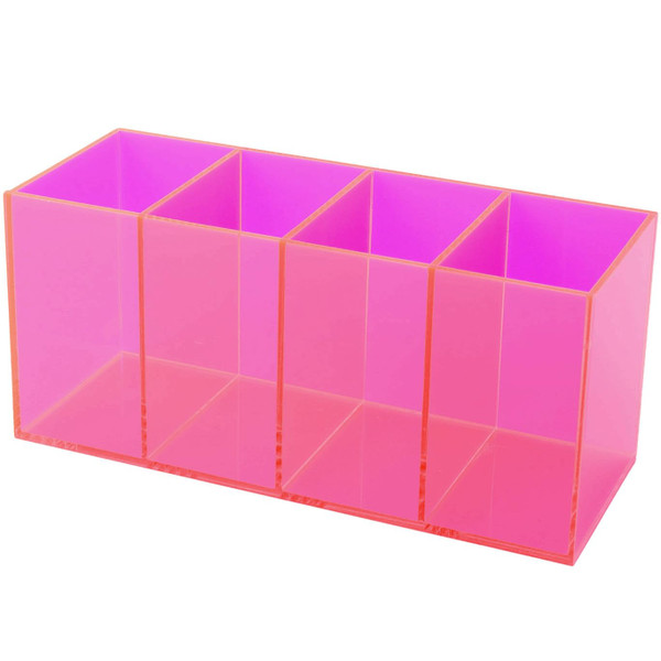HappyDino Pen Holder for Desk Neon Acrylic Pencil Holder Cup Makeup Brush Storage Organizer for Vanity, Neon Pink HappyDino Pen Holder for Desk Neon Acrylic Pencil Holder Cup Makeup Brush Storage Organizer for Vanity, Neon Pink
