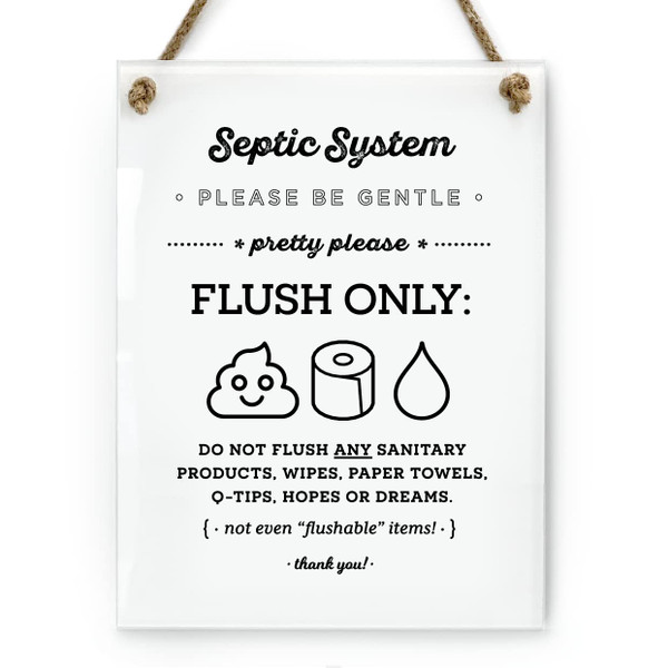 Reilly Originals 6x8 Inch Cute Emoji Septic System Bathroom Sign ~ Ready to Hang ~ Premium Finish, Durable (1)