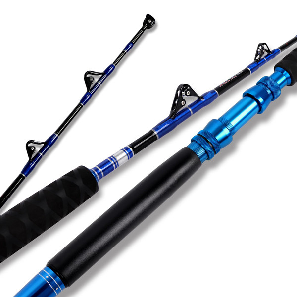 Fiblink 2-Piece Saltwater Offshore Trolling Rod 5-Feet 6-Inch Heavy Roller Rod Conventional Boat Fishing Pole(80-120lb)