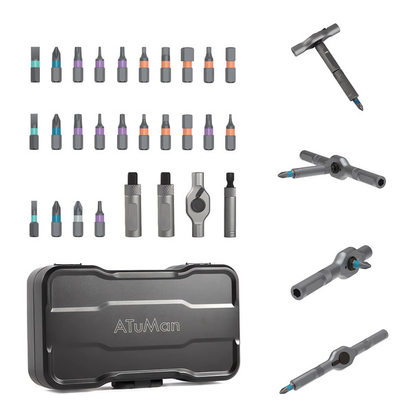 AtuMan 24 in 1 Ratchet Screwdriver Set with Detachable Handle, S2 Alloy Steel Precision Bits, Magnetic Ratcheting Screwdriver with Case for Bicycle, Computer, Electronics Repair, Ideal for Home, DIY AtuMan 24 in 1 Ratchet Screwdriver Set with Detachable Handle, S2 Alloy Steel Precision Bits, Magnetic Ratcheting Screwdriver with Case for Bicycle, Computer, Electronics Repair, Ideal for Home, DIY