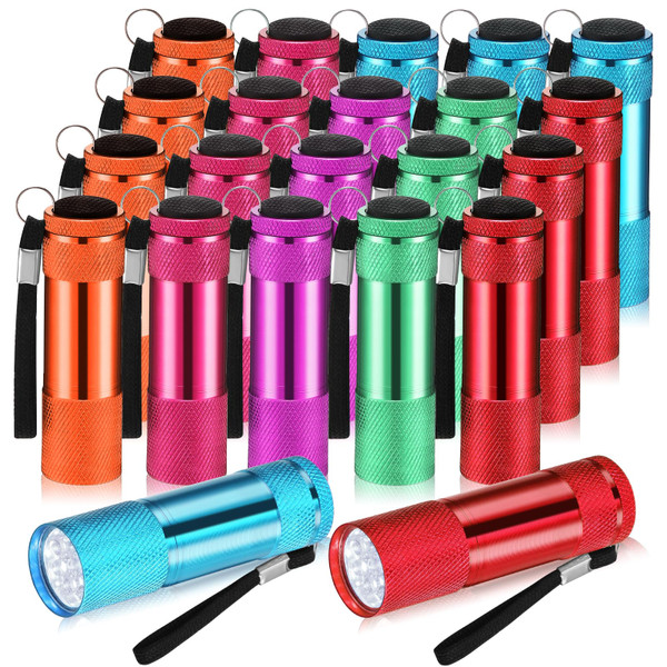 VIHOSE 20 Pcs Mini Flashlights Bulk, Bright Aluminum Handheld Flash Light with Lanyard Small LED Flashlights for Night Reading Emergency Hurricane Camping Hiking, Batteries Not Included(Cute)