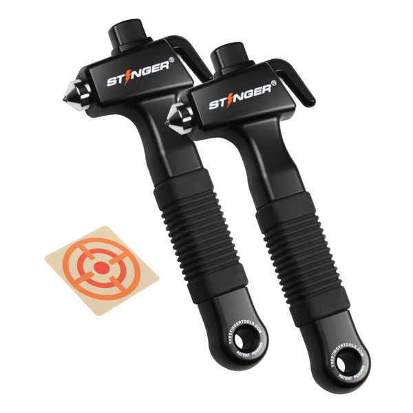 Stinger Super Duty Car Emergency Escape Tool - Hardened Carbon Steel Safety Hammer, Spring-Loaded Window Breaker, Razor-Sharp Seat Belt Cutter, Life-Saving Rescue Tool (Black and Black)