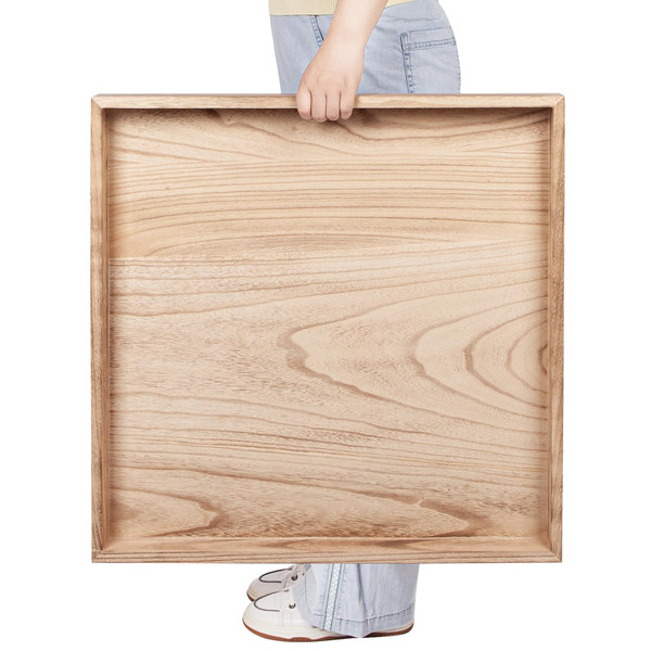 Ottoman Tray for Coffee Table Living Room Wood Serving Tray Large Wooden Square 24 Inches Rustic Torched