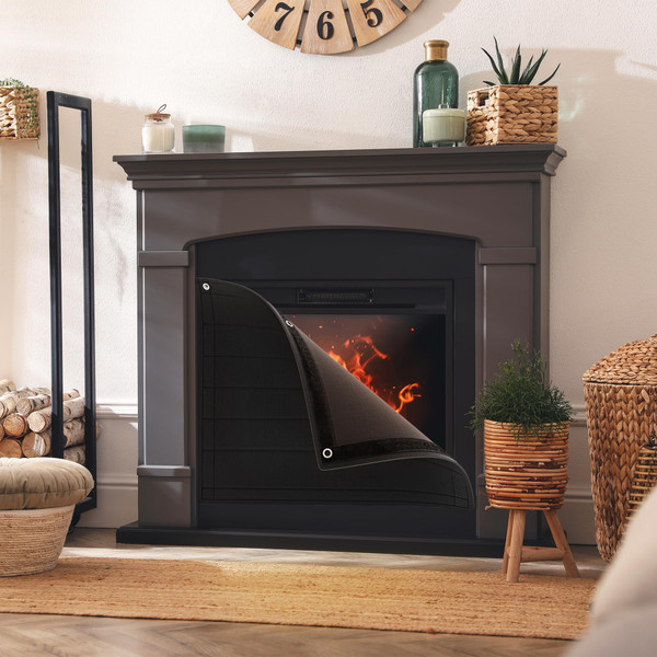 Black Fireplace Blanket for Heat Loss & Save Energy - Indoor Fireplace Air Blocker Safety Cover for The Living Room | Year-Round Comfort, 39x32