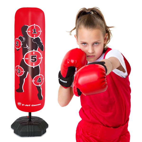 Punching Bag with Boxing Gloves for Boys Girls Ages 3 4 5 6 7 8 9 10 11 12 Years Old, Inflatable Bounce-Back Boxing Gifts