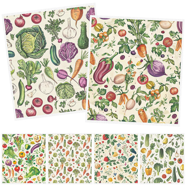 Deorfuy Vegetable Swedish Dishcloths for Kitchen - 6PCS Swedish Cloths for Washing Dishes, Carrot Pumpkin Reusable Dish Towels for Home, Washable Eggplant Onion Cleaning Sponge Gifts Quick Drying