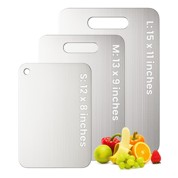 Titanium Cutting Board Set of 3, 100% Pure Titanium Chopping Board for Kitchen, Hygiene & Durability Double Sided Cutting Board, Non toxic 3Pcs Chopping Board, Dishwasher Safe (S+M+L) Titanium Cutting Board Set of 3, 100% Pure Titanium Chopping Board for Kitchen, Hygiene & Durability Double Sided Cutting Board, Non toxic 3Pcs Chopping Board, Dishwasher Safe (S+M+L)