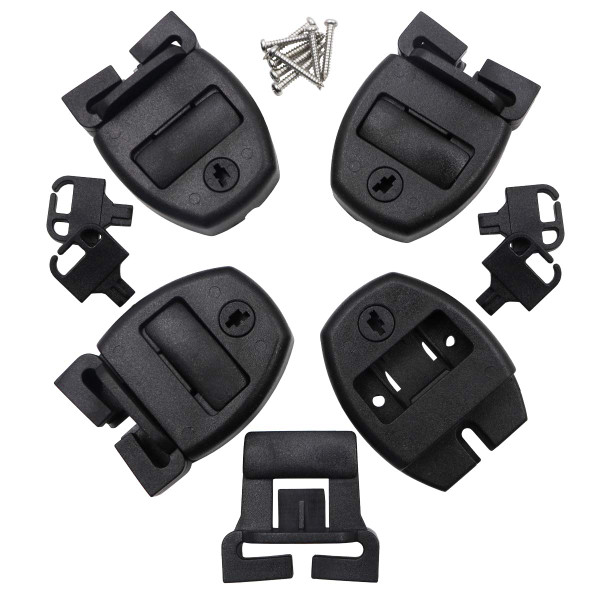 Huouo 4 Set Hot Tub Spa Cover Locks w/Key Pinch Center Release - Strap Buckle Broken Latch Repair Kit with Screws
