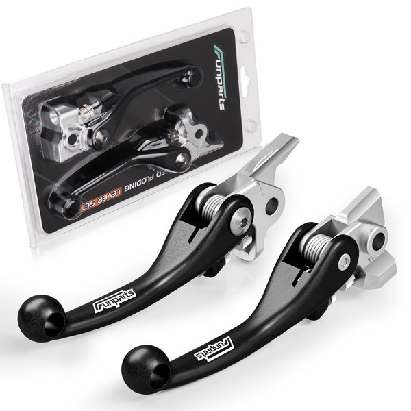 Funparts Dirt Bike Brake Clutch Lever Set,Pivot Adjustable Titanium Alloy for SX SXF SXS SXSF EXC EXCF XC XCW XCF XCFW XCRW EXCR 250 300 350 400 450 500 530 Black