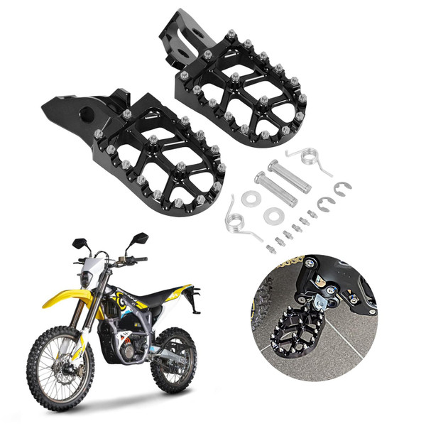 Funparts Surron Ultra Bee Foot Pegs Pedal Rests 7075 Aluminum for Sur Ron Ultra Bee Electric Dirt Bike EBike Black