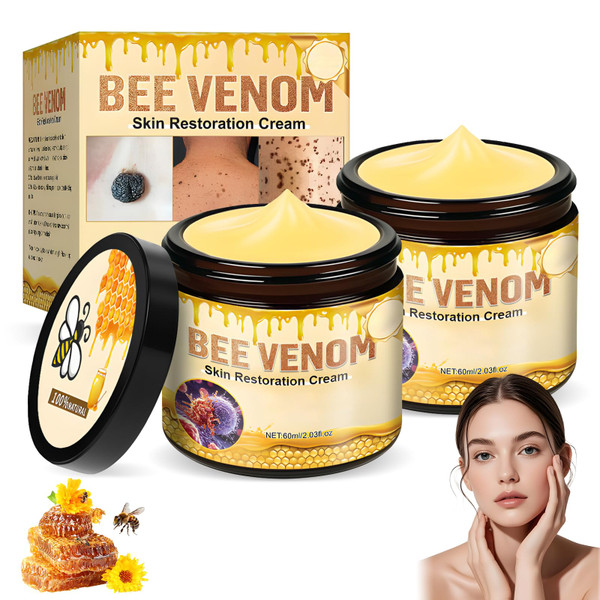 Bee Venom Skin Restoration Cream, Bee Venom Comprehensive Creams, Professional BeeVenom Skins Cream, Advanced Firming & Wrinkle-Reducing Creams,Natural Skins Moisturizer for All Skin Types(2pcs)