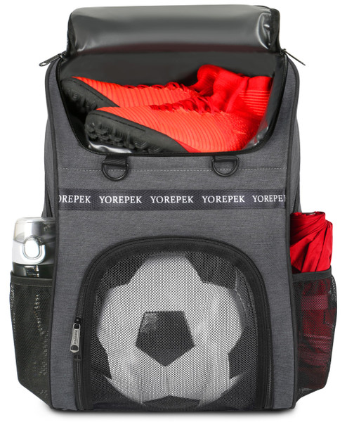 YOREPEK Soccer Bag, Soccer Backpack with Ball Compartment for Men and Women Fit Basketball Volleyball, Large Capacity Sports Equipment Bags Gift to School Gym Outdoor Camping, Black