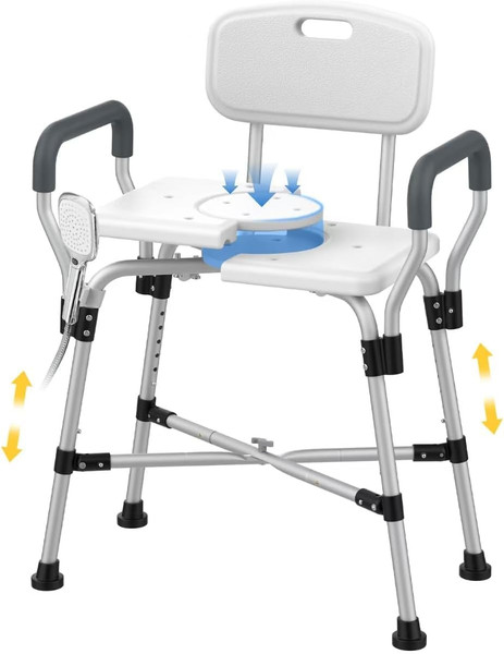 UGarden 500lbs Extra Wide Shower Chair with Padded Armrests & Back, Adjustable Shower Seat for Bathtub, Anti-Slip Bath Chair with Crossbar, Shower Seats for Adults,Elderly,Disabled