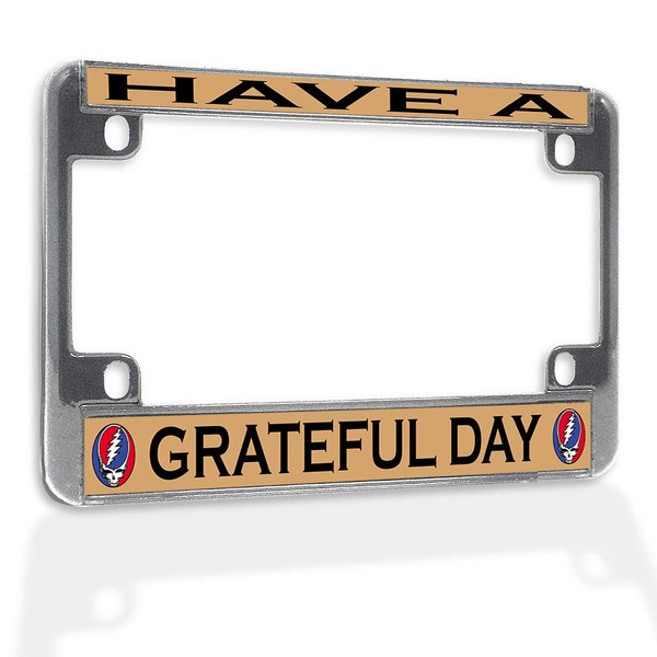 Fastasticdeals Metal Insert Bike License Plate Frame Have A Grateful Day Weatherproof Motorcycle Accessories Chrome 4 Holes Solid Insert Fastasticdeals Metal Insert Bike License Plate Frame Have A Grateful Day Weatherproof Motorcycle Accessories Chrome 4 Holes Solid Insert