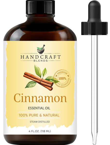 Handcraft Blends Cinnamon Essential Oil – Huge 4 Fl Oz – 100% Pure and Natural – Premium Grade Essential Oil for Diffuser and Aromatherapy, Skin, Massage, Candle and Soap Making Fragrance
