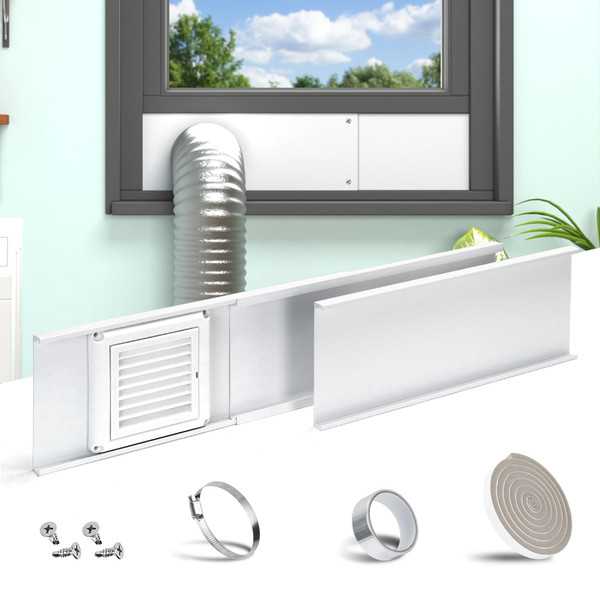 Daisypower Dryer Vent Window Kit,4" Adjustable Window Vent Kit with Outdoor Dryer Vent Cover