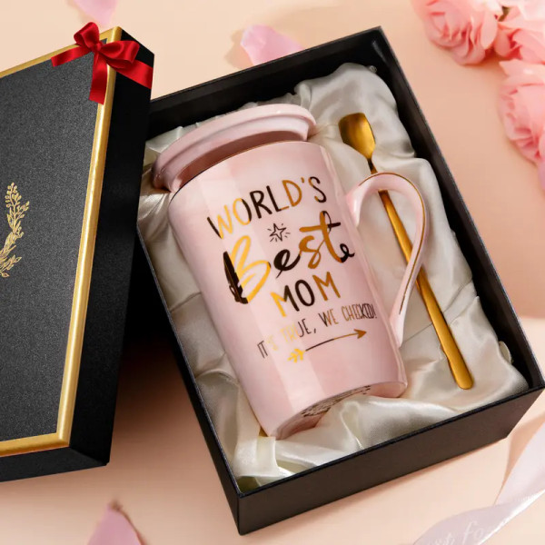 Biching Thanksgiving Gift Ideas for Mom,Birthday Gift for Mom,Christmas Gifts Mothersday Gift Ideas Coffee Mug Mother Wife Family Party Reusable Ceramic Mug with Gold Print Cup Drinkware