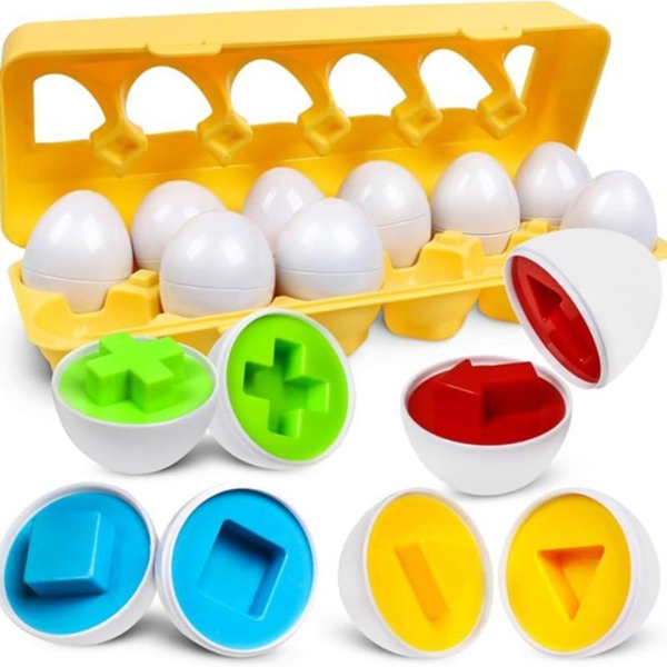Egg Sensory Toy, Colors and Shapes Sorter Puzzle, 1 Set Colorful Early Education