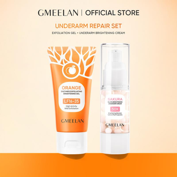 【B】GMEELAN 2Pcs Skincare Set with Orange Enzymes Exfoliating Gel 50G Sakura Glut