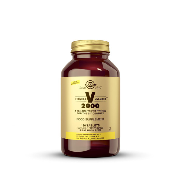 Solgar Formula VM-2000 (Multinutrient System), 180 Tablets - Premium Quality Multiple - Contains Zinc - Supports A Healthy Immune System - Vegan, Dairy Free, Kosher - 90 Servings