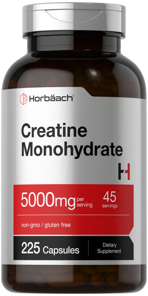 Horbäach Creatine Monohydrate | 5g | 225 Capsules | Non-GMO, Gluten Free Supplement Horbäach Creatine Monohydrate | 5g | 225 Capsules | Non-GMO, Gluten Free Supplement