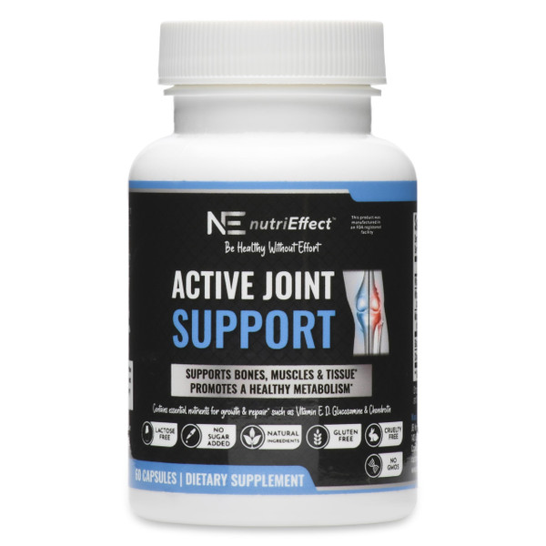 nutriEffect Active Joint Support Supplements | Supports Bones, Muscles & Tissue | Promotes a Healthy Metabolism | Natural Ingredients - Essential Nutrients for Growth & Repair | 60 Count