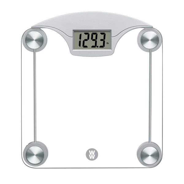 Weight Watchers Scales by Conair Bathroom Scale for Body Weight, Digital Scale, Glass Body Scale Measures Weight Up to 400 Lbs. in Clear Glass