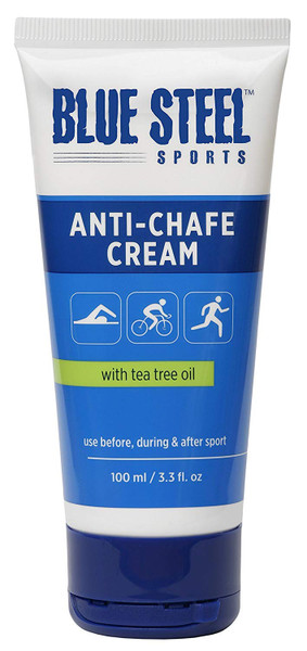 Blue Steel Sports Anti Chafe Cream 100ml – Long-Lasting Protection for Running, Cycling & Sports | Sweat & Water Resistant | Non-Greasy, Non-Staining | For Sensitive Skin, Men & Women