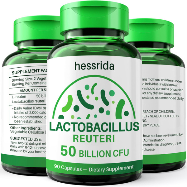 Lactobacillus Reuteri Probiotic Supplement for Men & Women, L Reuteri Capsules-50 Billion CFU per Serving for Optimal Digestive & Gut Health, 90 Capsules