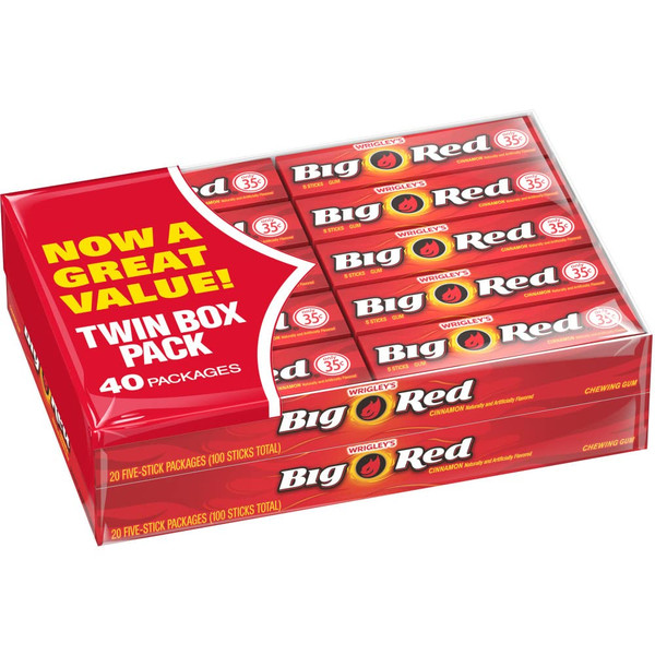 Wrigley's Big Red Cinnamon Gum, 5-Stick Pack (40 packs)