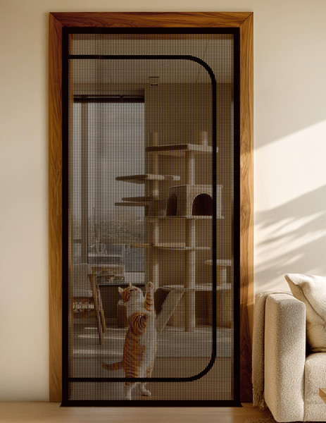 BFNN Cat Screen Door, Extra Tall Cat-Proof Mesh Gate, Fit Door Size 36'' x 82'', Anti Scratch Mesh with Zipper Closure, for Living Room, Kitchen, Bedroom (Black) BFNN Cat Screen Door, Extra Tall Cat-Proof Mesh Gate, Fit Door Size 36'' x 82'', Anti Scratch Mesh with Zipper Closure, for Living Room, Kitchen, Bedroom (Black)