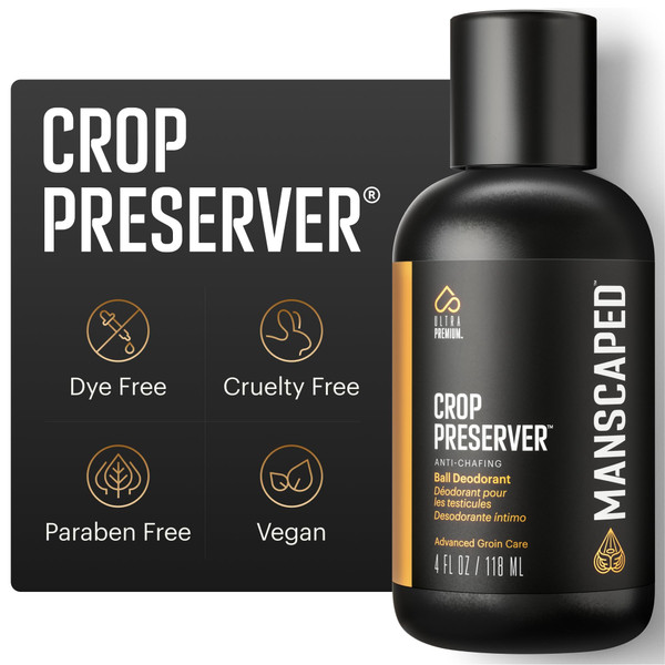 MANSCAPED® The Crop Preserver®, Men's Ball Deodorant, Male Care Hygiene Moisturizer, Anti-Chafing Groin Protection with Cooling Aloe Vera, Refined® Scent, 4oz