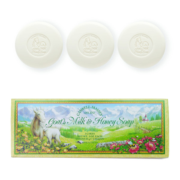 Caswell-Massey Goat Milk & Honey Soap, Moisturizing Traditional Bath Soap for Men & Women, Natural Soap for Face, Body and Hands, 3 Oz Bath Bar (3 Soap Bars)