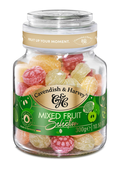 Cavendish & Harvey | Mixed Fruit Hard Candy Drops | 10.50 Ounce Jar