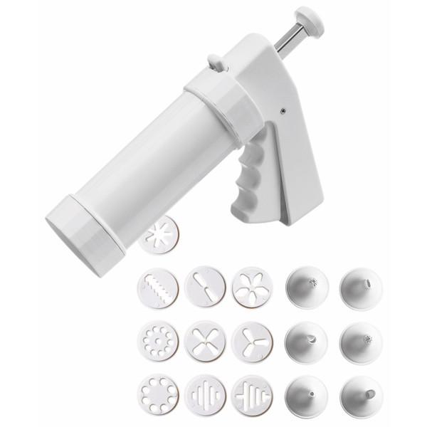 Kaiser Pâtisserie cookie press, 200ml. 10 design discs, 6 decorating nozzles, simple one-handed operation
