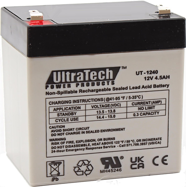 UltraTech UT-1240 / UT-1250-F1 12V, 4.5Ah Sealed Lead Acid Alarm Battery UT1240 UT-1250-F1 ISO9001