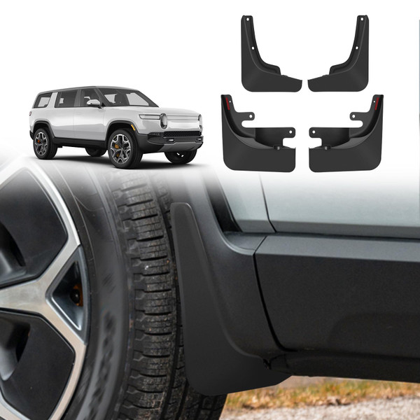 BestEvMod Mud Flaps Splash Guards Compatible with Rivian R1S 2022 2023 2024 2025 2026 Accessories Splash Fender Winter Vehicle Sediment Dirt Protection Mudflaps Set of 4 No Need to Drill Holes