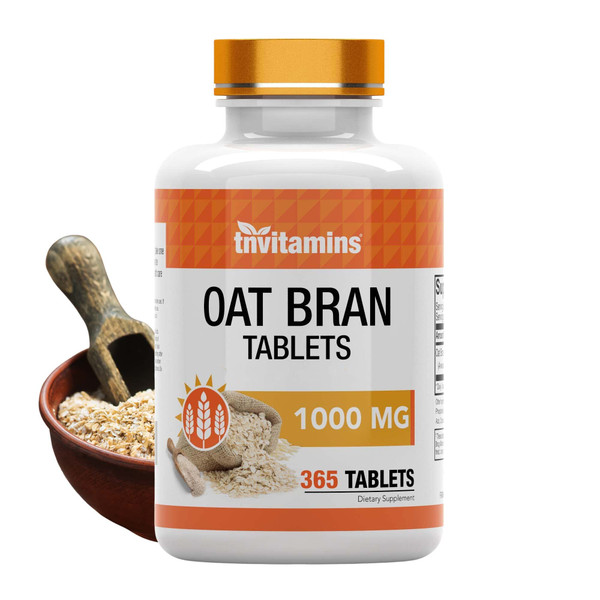 tnvitamins Oat Bran Tablets | 365 Tablets x 1,000 MG per Tablet | Oat Fiber Tablets | Soluble & Dietary Fiber Supplement | May Support Digestive Health
