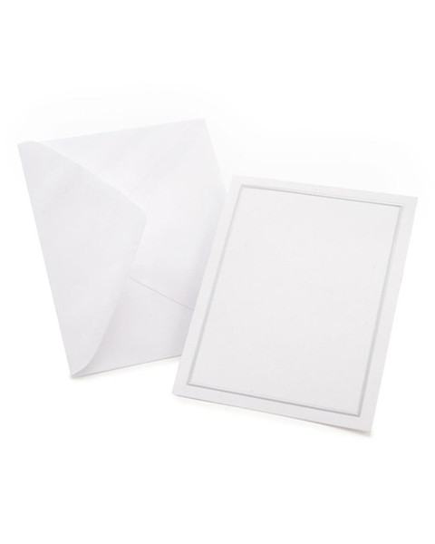 Gartner Studios Silver Foil Border All Purpose Cards with Envelopes, Blank Invitation Cards, White and Platinum Cards, 4.25" by 5.5", 50 Count (60024)