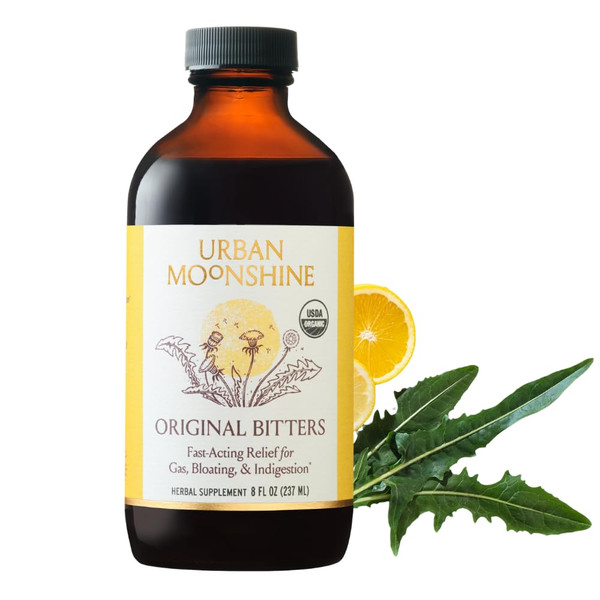 Urban Moonshine Original Digestive Bitters - Debloat - Gut Health - Appetite Regulation - Digestive Support - Certified Organic - Dandelion Root - Burdock Root - 8 Fl Oz
