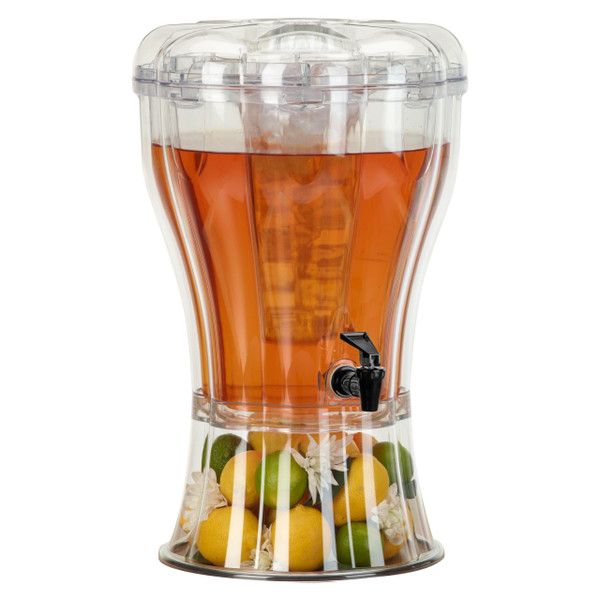 Buddeez Clear Drink 3.5 Gallon Plastic Beverage, Comes with Stand, Spigot, Ice Cone, Large Punch Dispenser for Parties