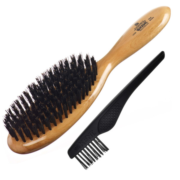 Kent LC22 Finest Hair Brushes for Women Detangler Dry Brush Made of Cherrywood - Boar Bristle Oval Hairbrush for Medium to Thick Hair All Lengths - Salon Style Straightening Pure Wood Brush from Kent