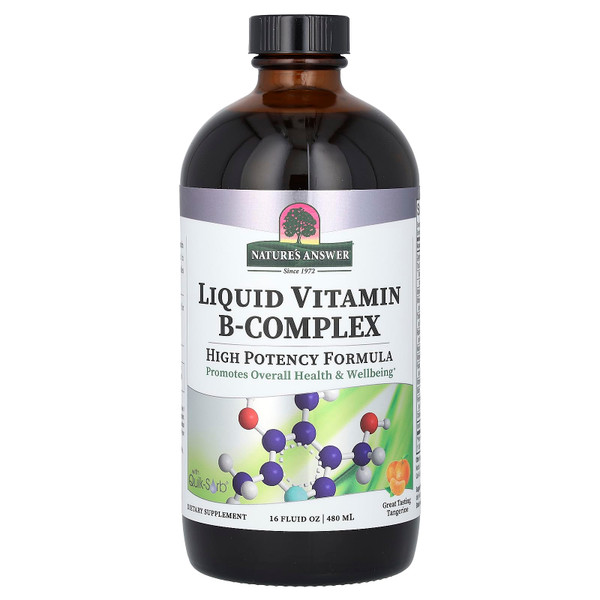 Nature's Answer Liquid Vitamin B-Complex Supports Healthy Energy Levels | Promotes Healthy Nerve Function | All-Natural Tangerine Flavor | Gluten-Free & Benzoate-Free 16oz