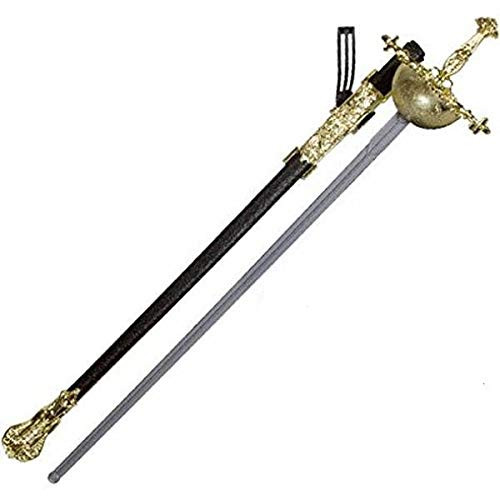 Star Power Musketeer Costume Sword w Scabbard, Grey Black Gold, 25.5"